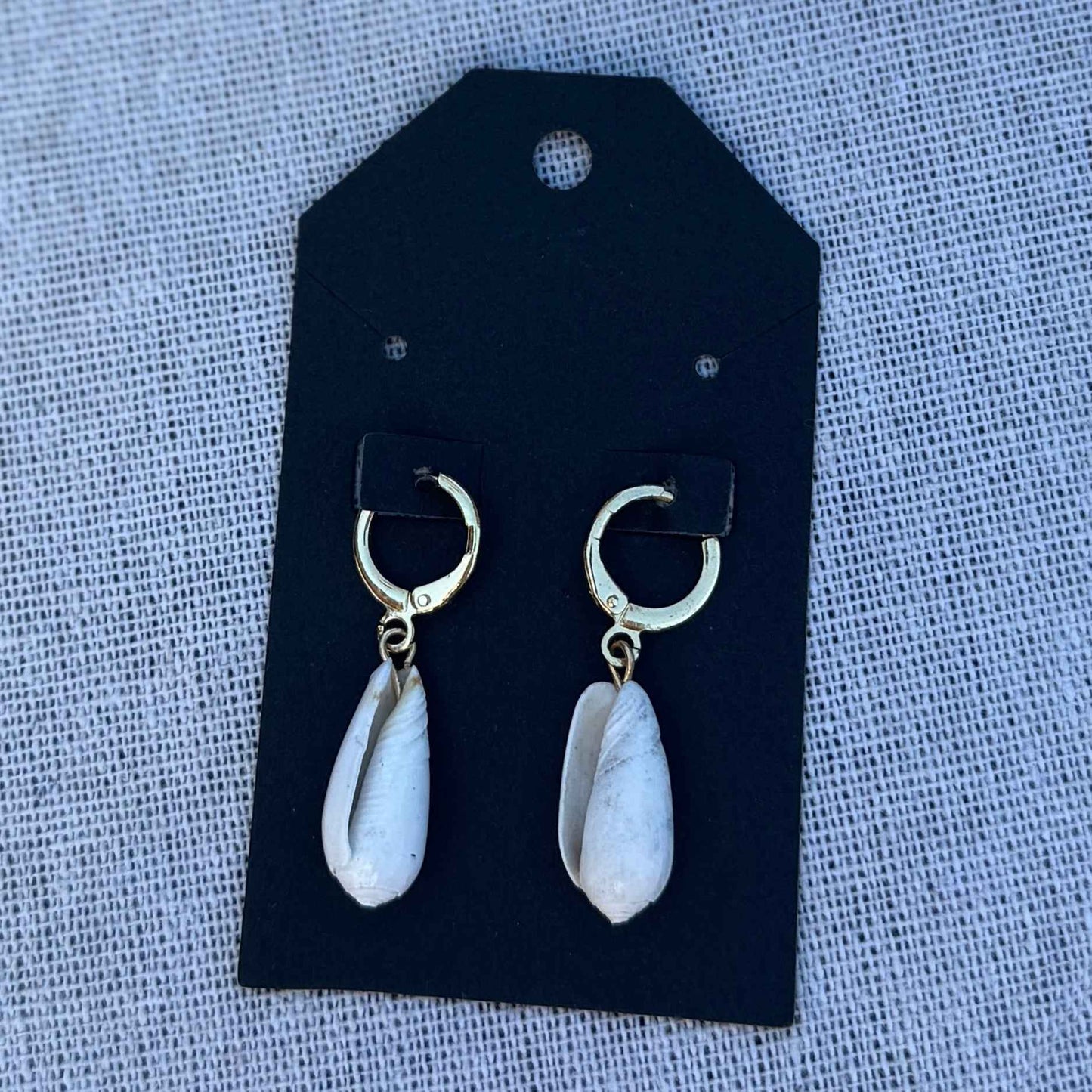 White Lettered Olive Hoop Earrings