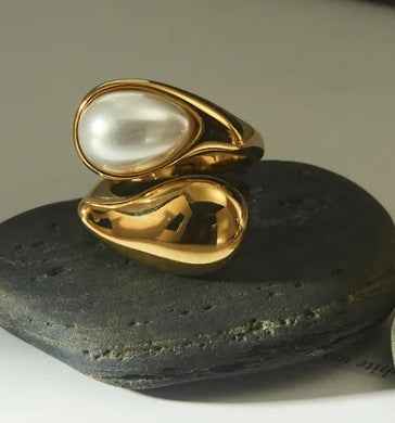 18K Gold Plated Pearl Ring