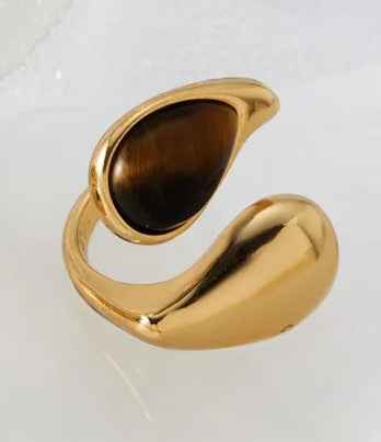 18K Gold Plated Tigereye Ring