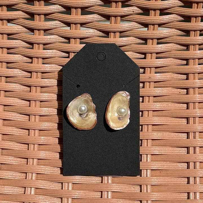 Natural Oyster Shell Earrings: 18K Gold Backings + Painted Rim