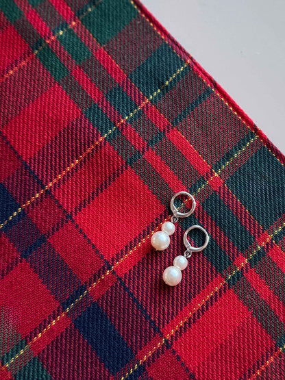 Sterling Silver Pearl Hoops