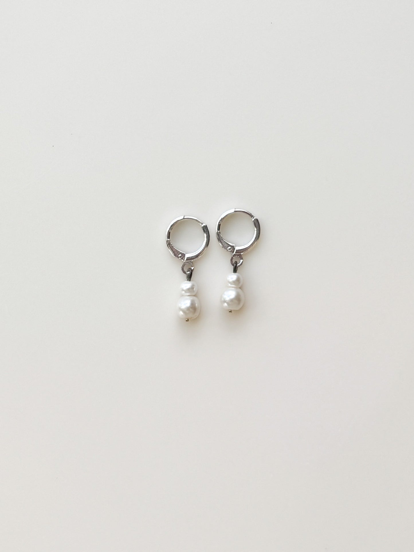 Sterling Silver Pearl Hoops