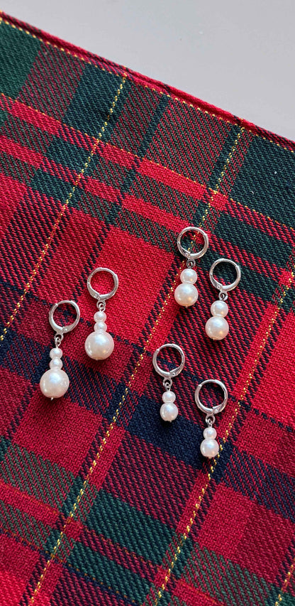 Sterling Silver Pearl Hoops