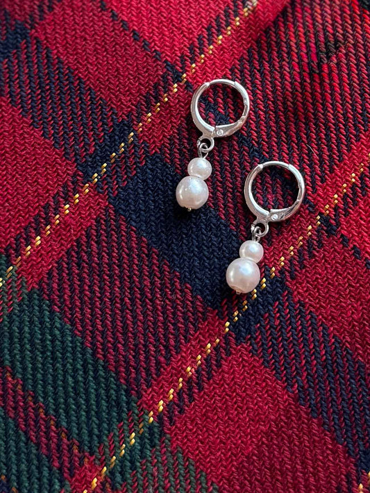 Sterling Silver Pearl Hoops