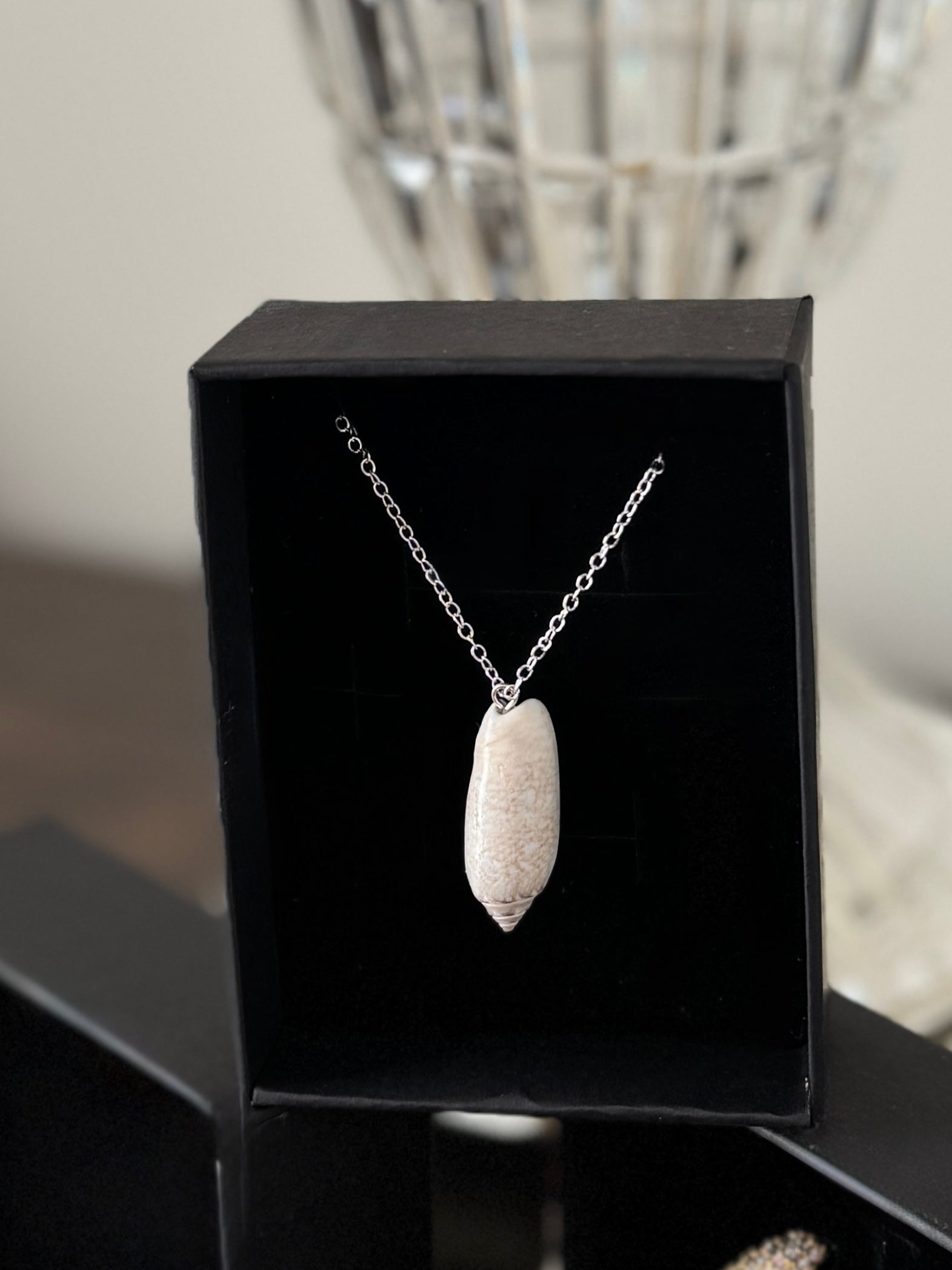 Lettered Olive Shell Pendant Necklace