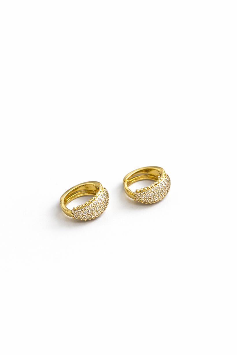 Pair of gold hoop earrings on a white background
