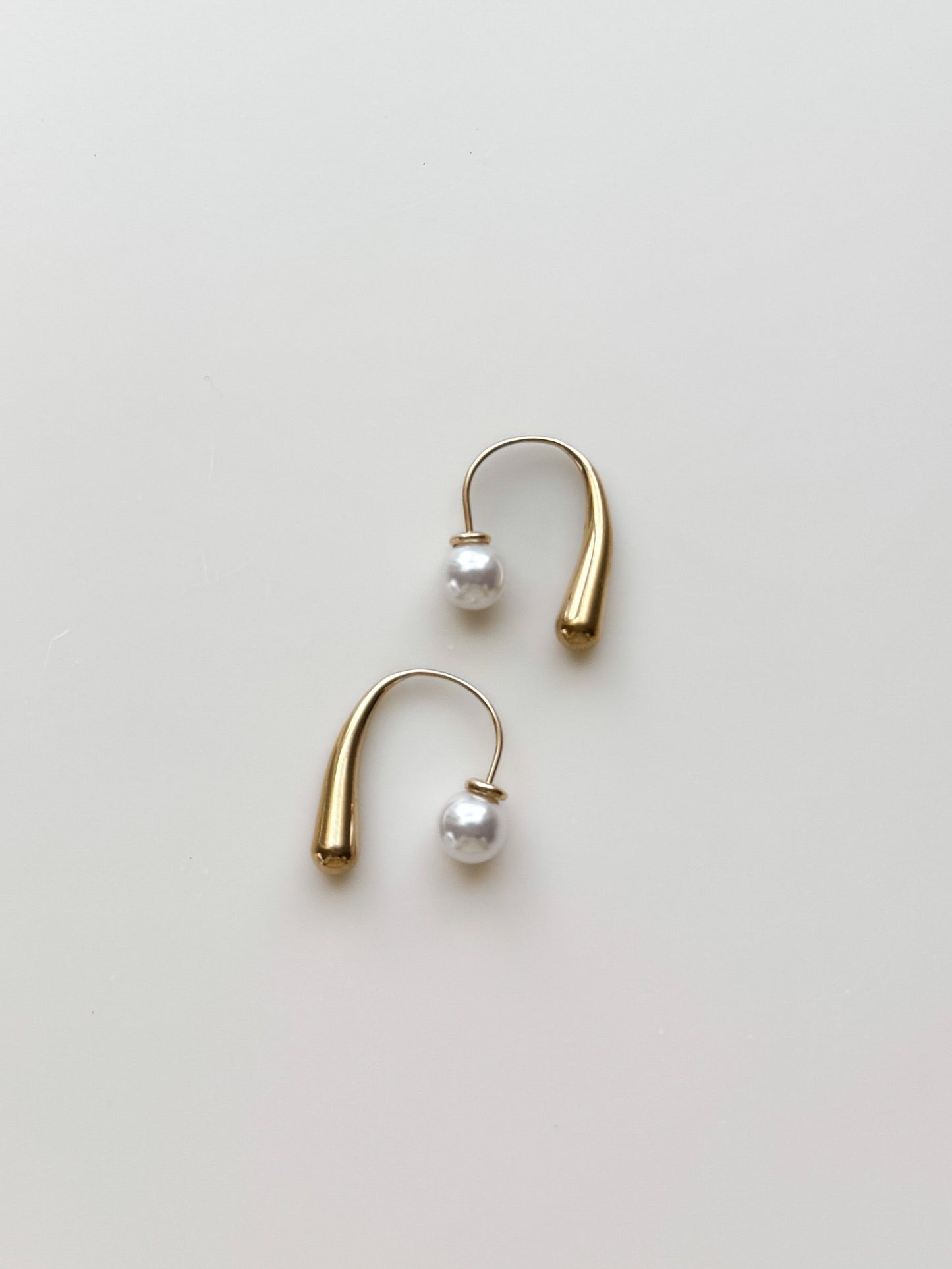 Gold Drop Pearl Hoops