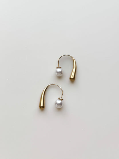 Gold Drop Pearl Hoops