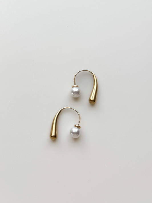 Gold Drop Pearl Hoops