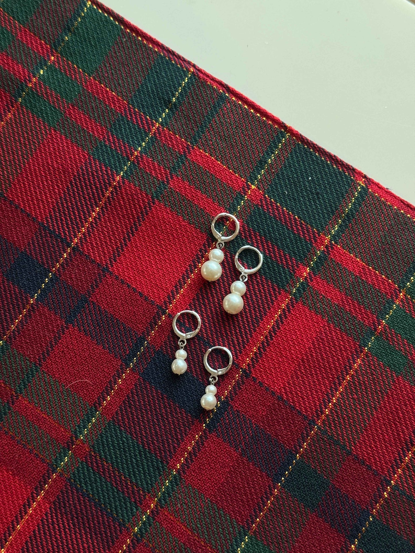 Sterling Silver Pearl Hoops