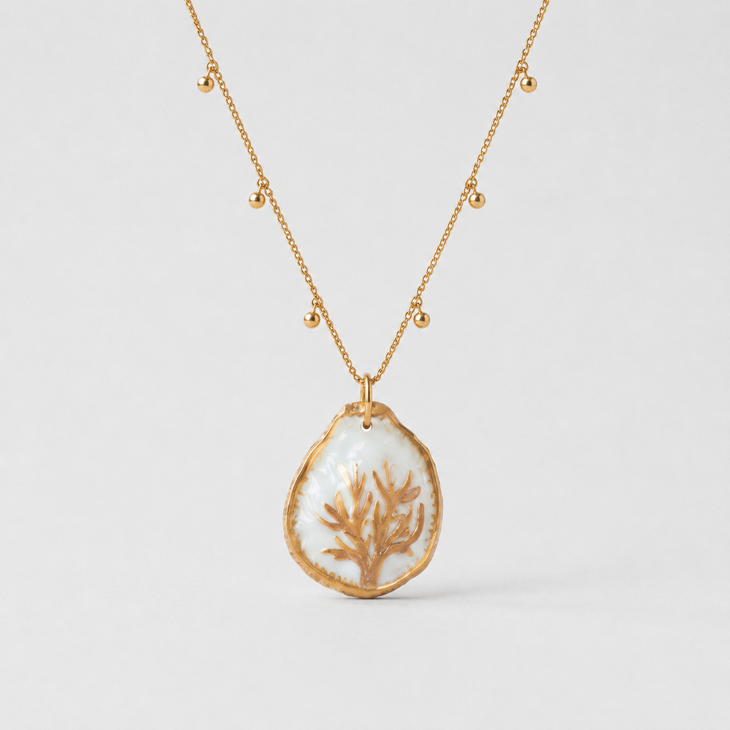 Oyster Shell Pendant Necklace ~ Autumn