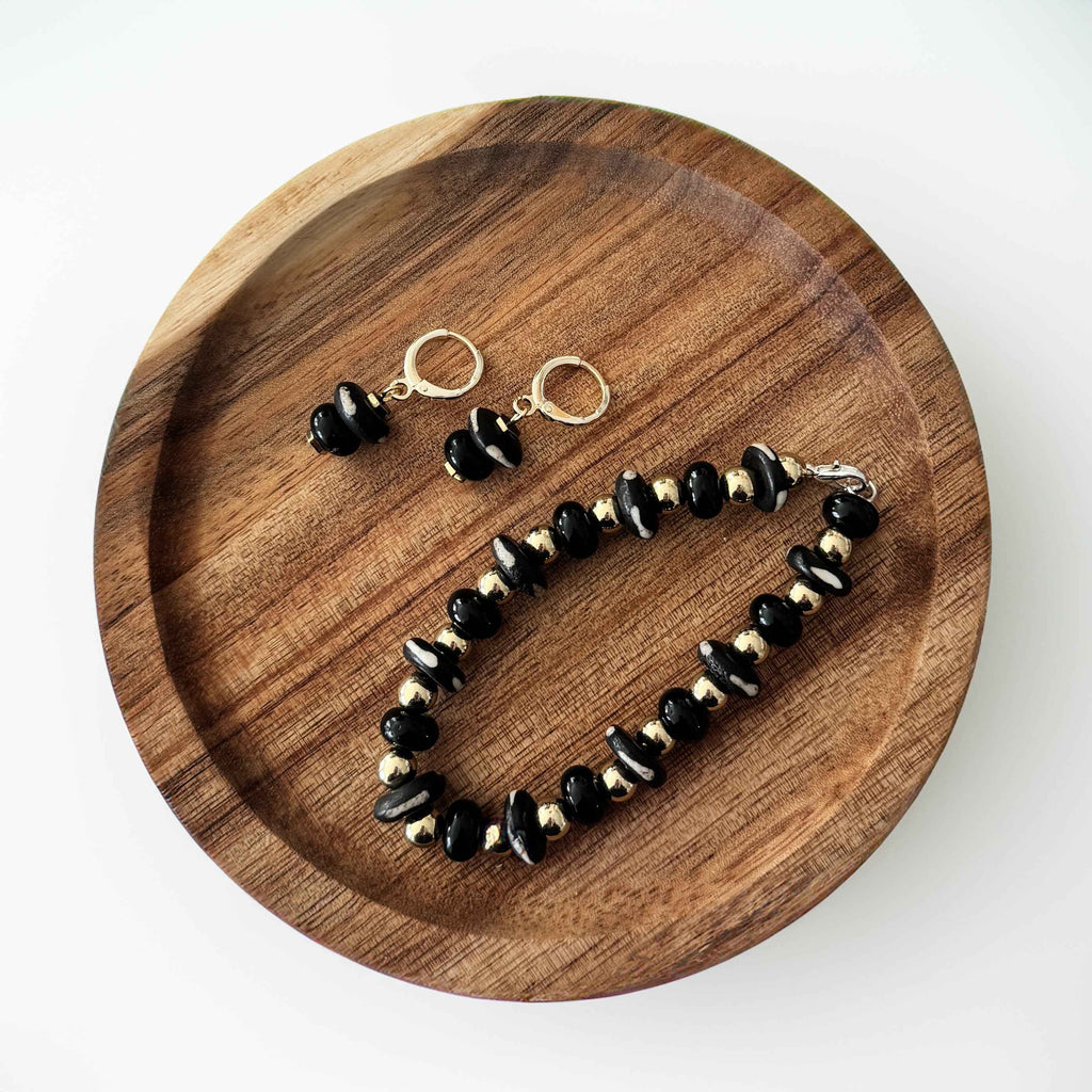 Matching Bracelet and Earring Set ~ Midnight