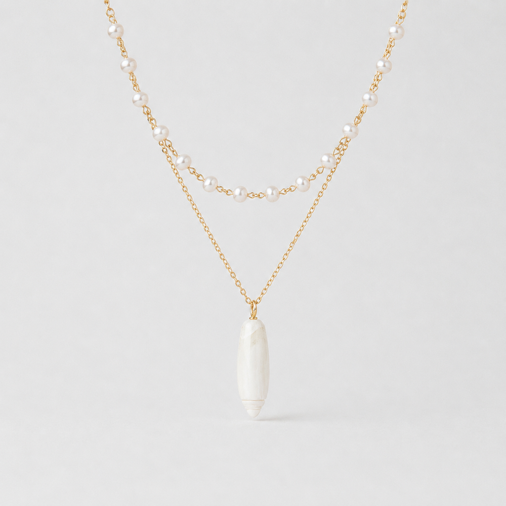 Layered Shell Pendant Necklace ~ Swan