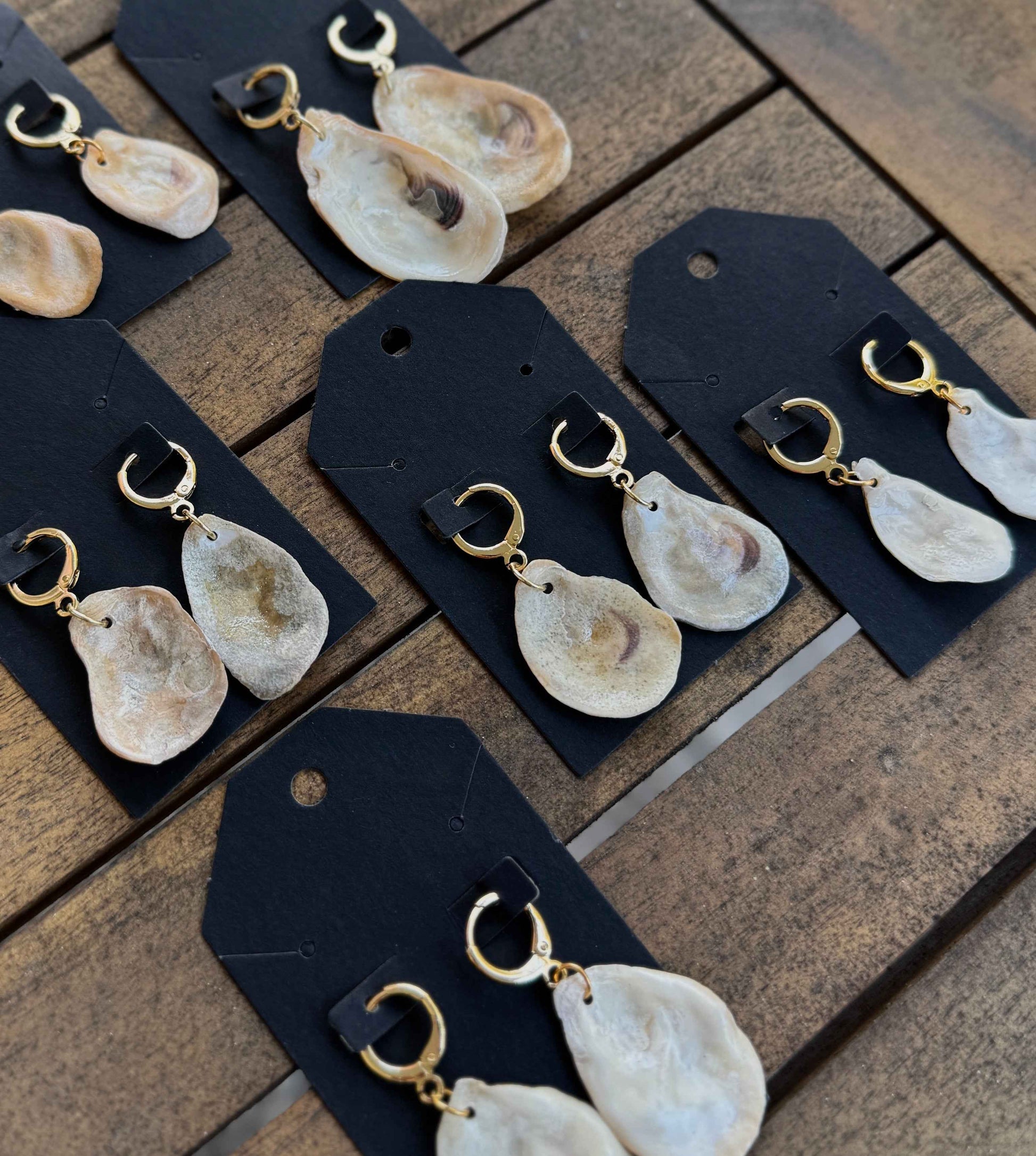Waterproof 18k Gold Hoops, Oyster Shell