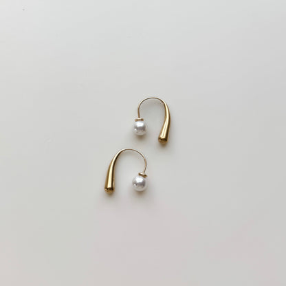 Gold Drop Pearl Hoops