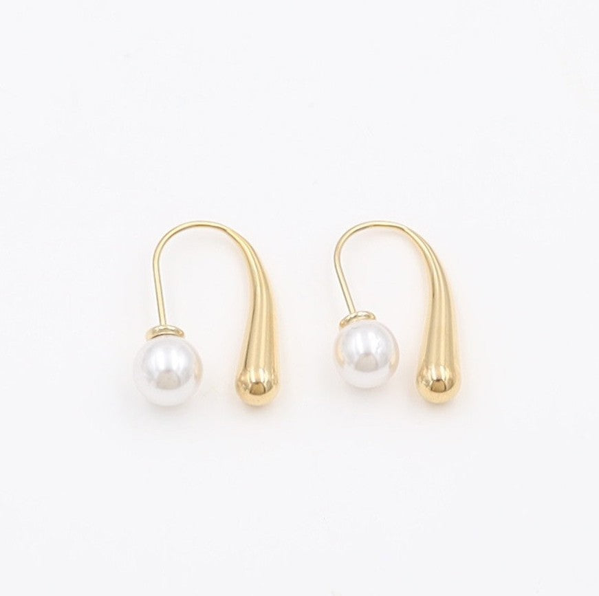 Gold Drop Pearl Hoops