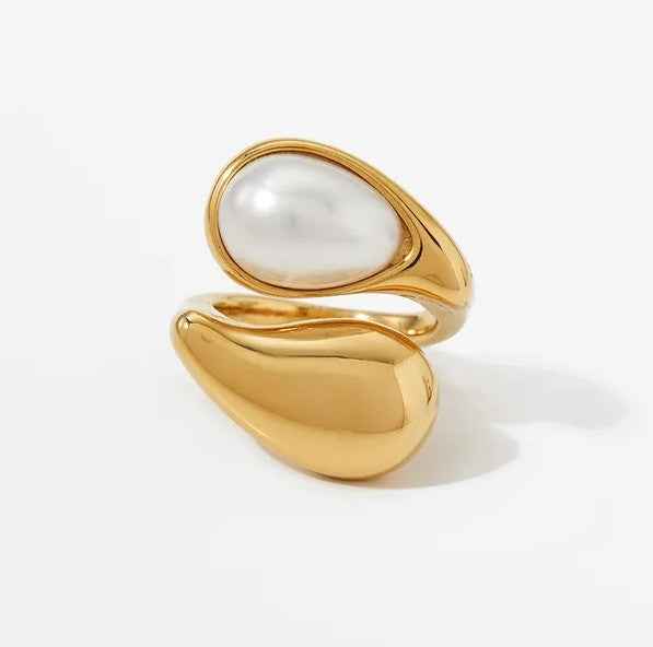 18K Gold Plated Pearl Ring