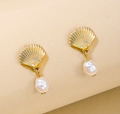 Shell & Pearl Stud Earrings