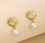 Shell & Pearl Stud Earrings