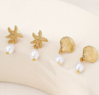 Shell & Pearl Stud Earrings