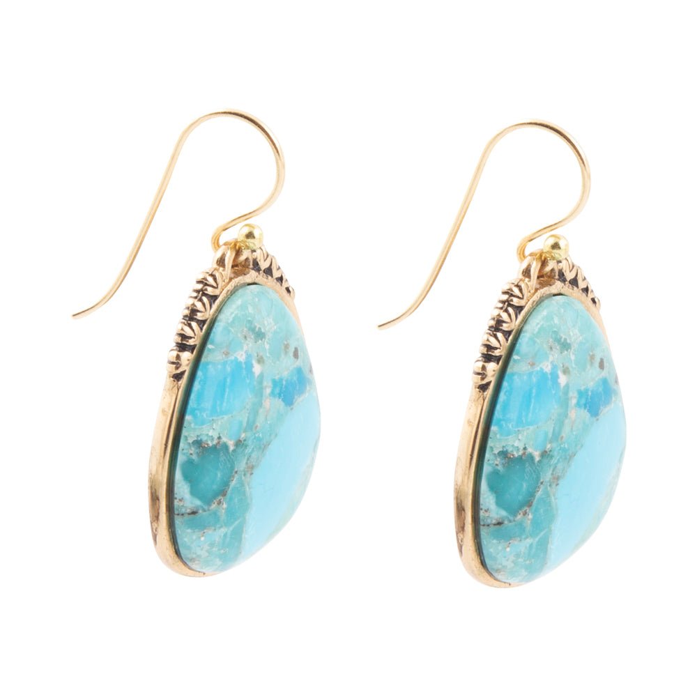 Agave Turquoise and Golden Drop Earrings