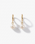 Rose Pearl Huggie Hoops
