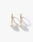 Rose Pearl Huggie Hoops