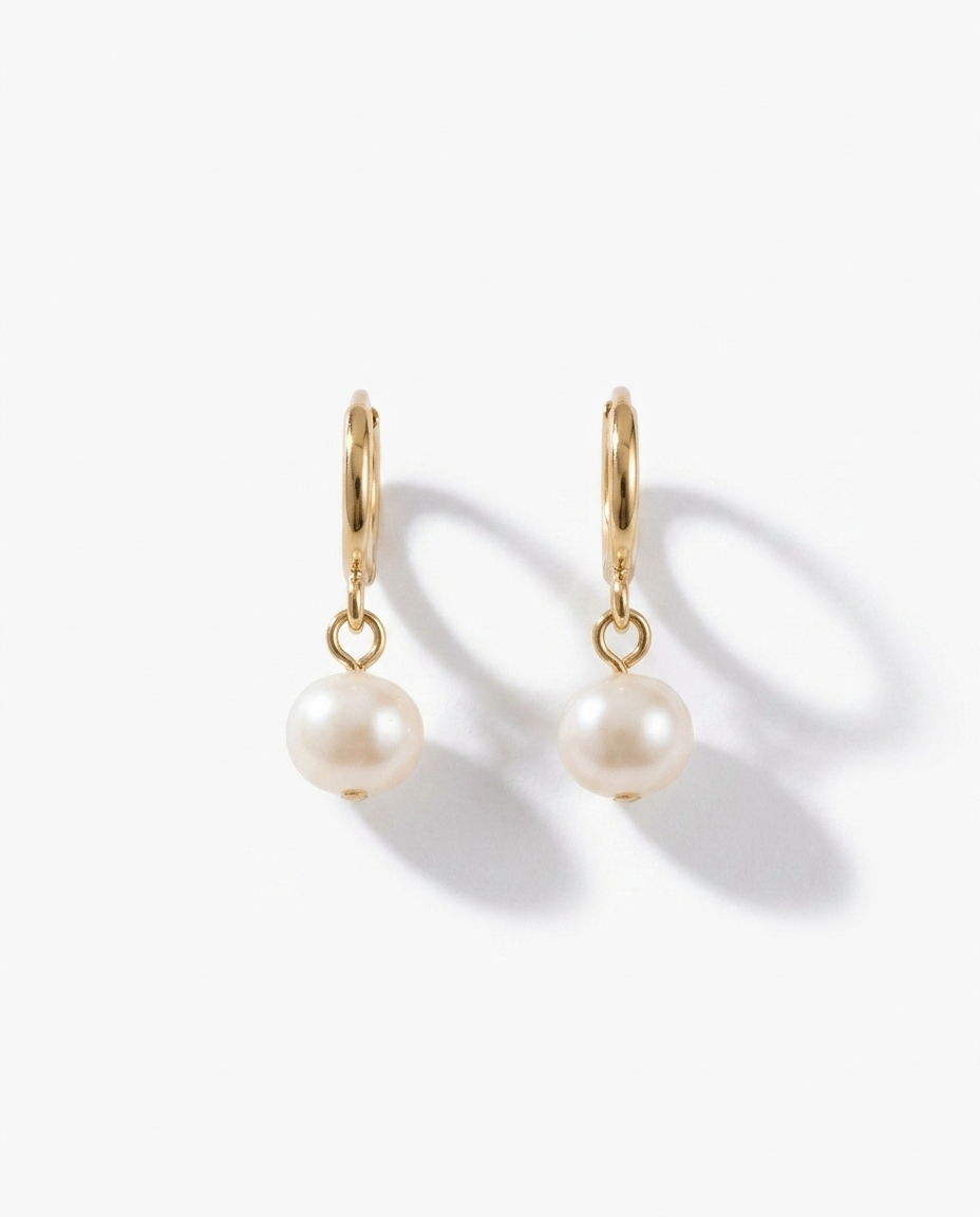 Rose Pearl Huggie Hoops