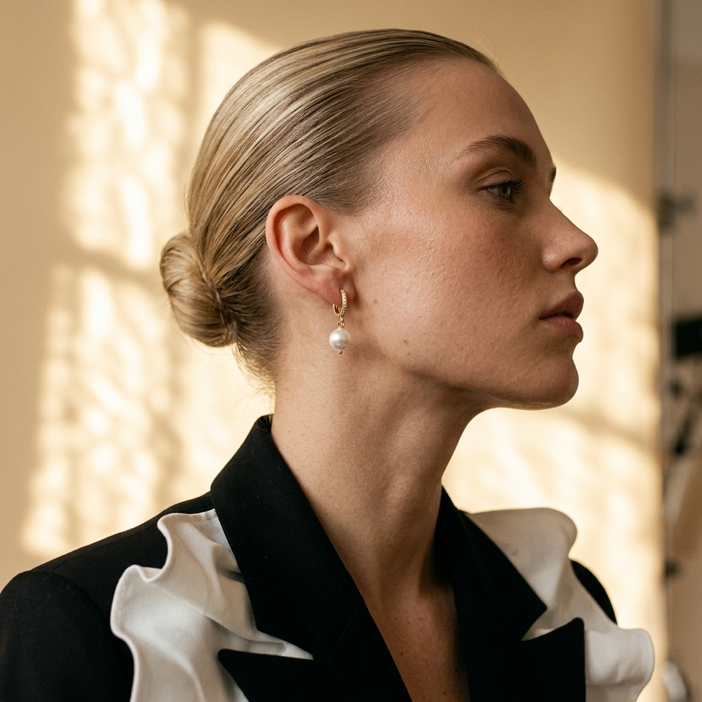 Pearl Hoop Earrings ~ Ivy