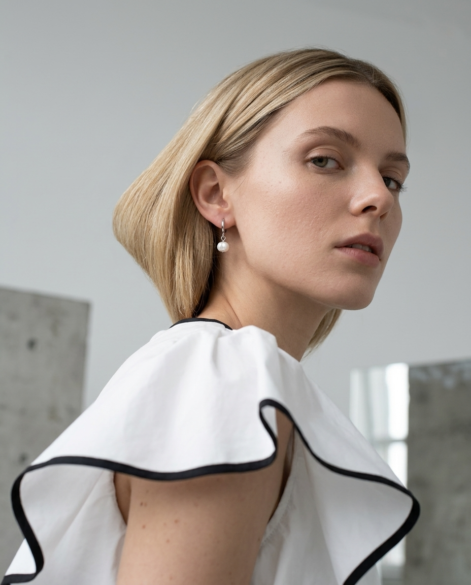 Milán Pearl Huggie Hoops