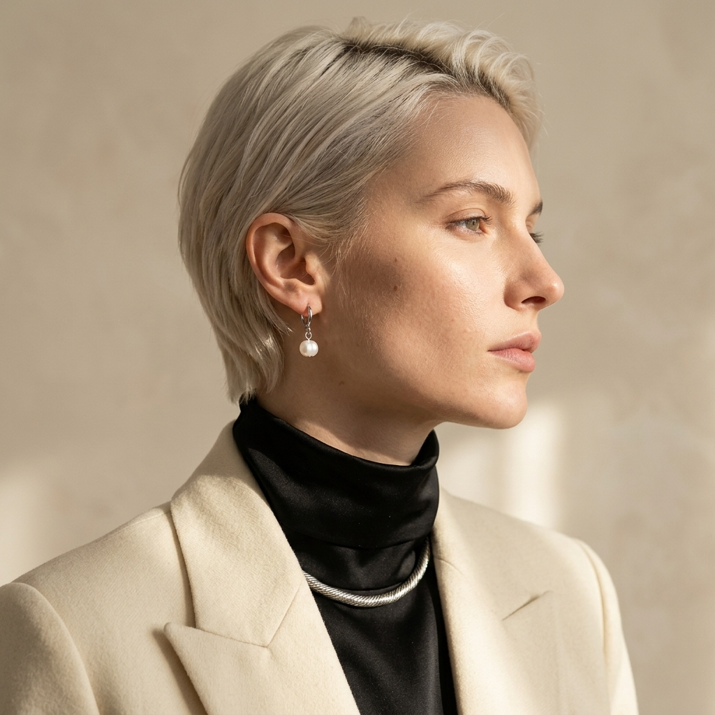 Milán Pearl Huggie Hoops
