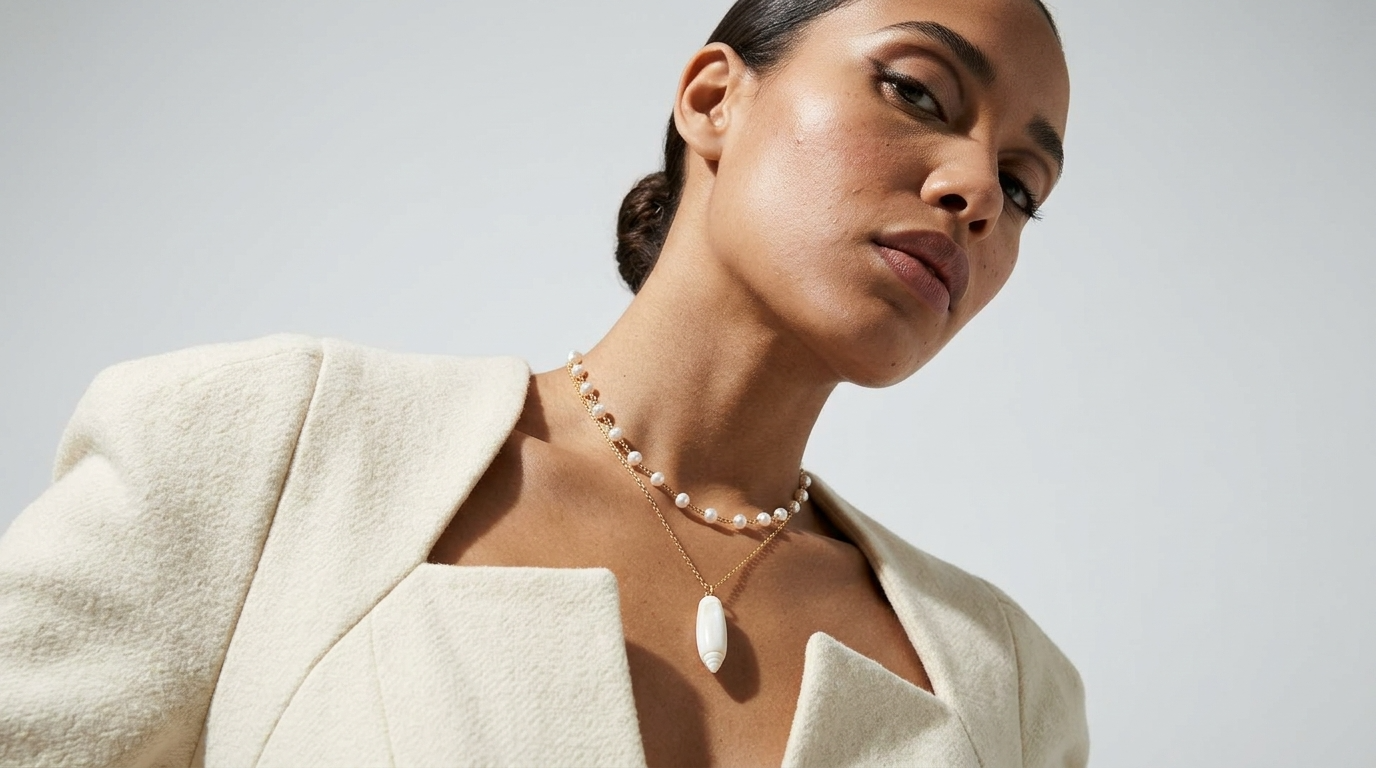 Layered Shell Pendant Necklace ~ Swan