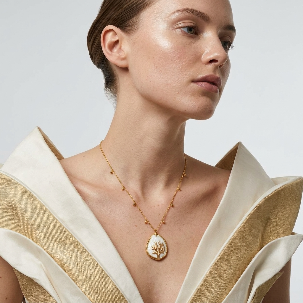 Oyster Shell Pendant Necklace ~ Autumn