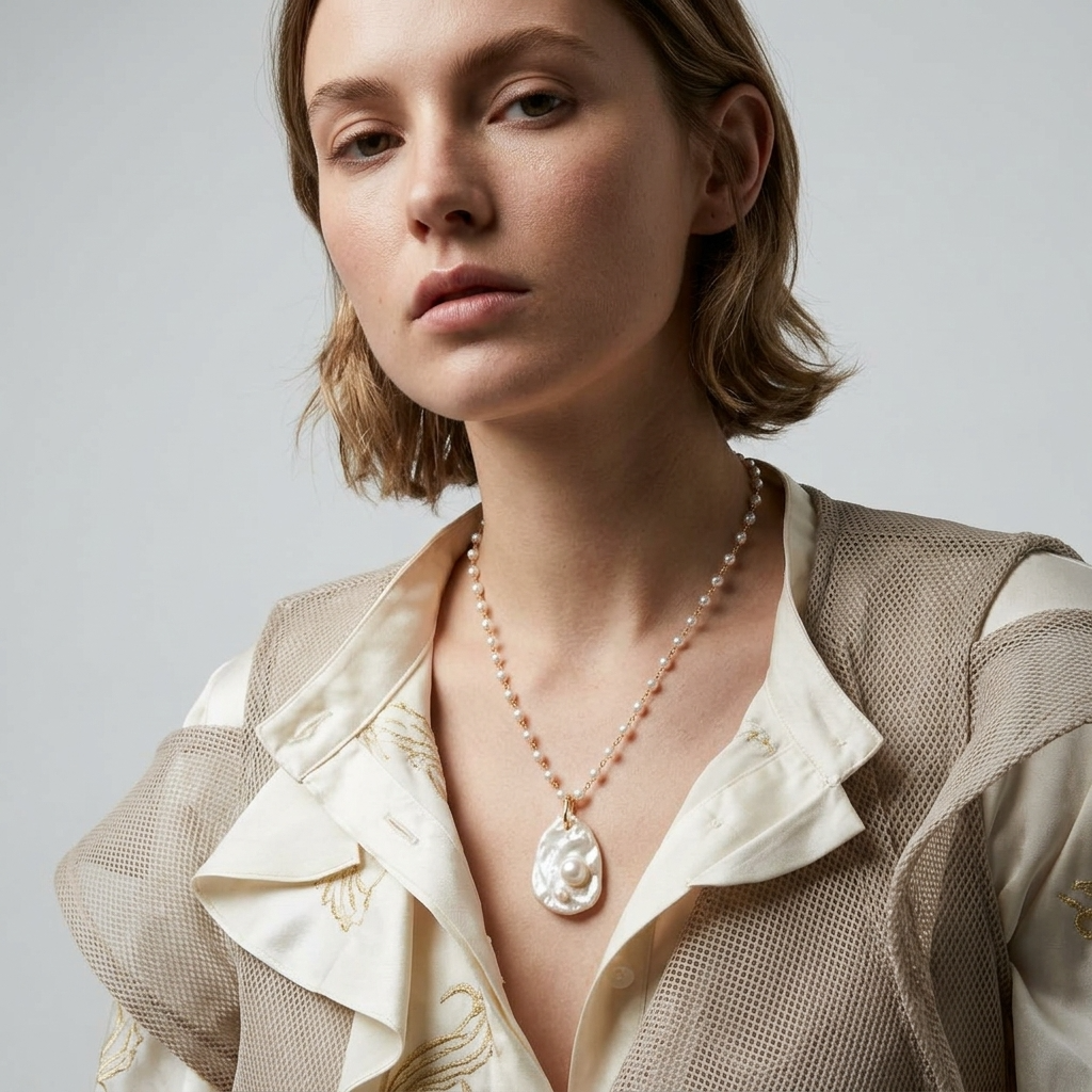 Oyster Shell Pendant Necklace ~ Domenica