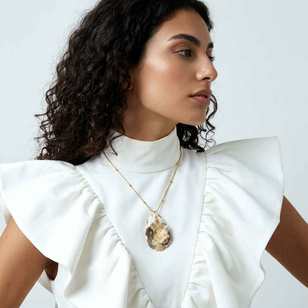 Oyster Shell Pendant Necklace ~ Quinn