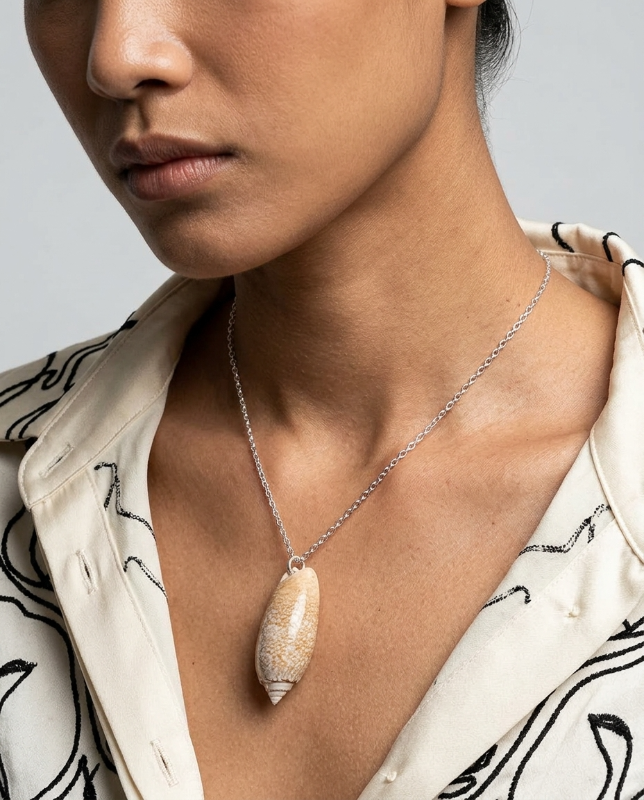 Shell Pendant Necklace ~ Olive
