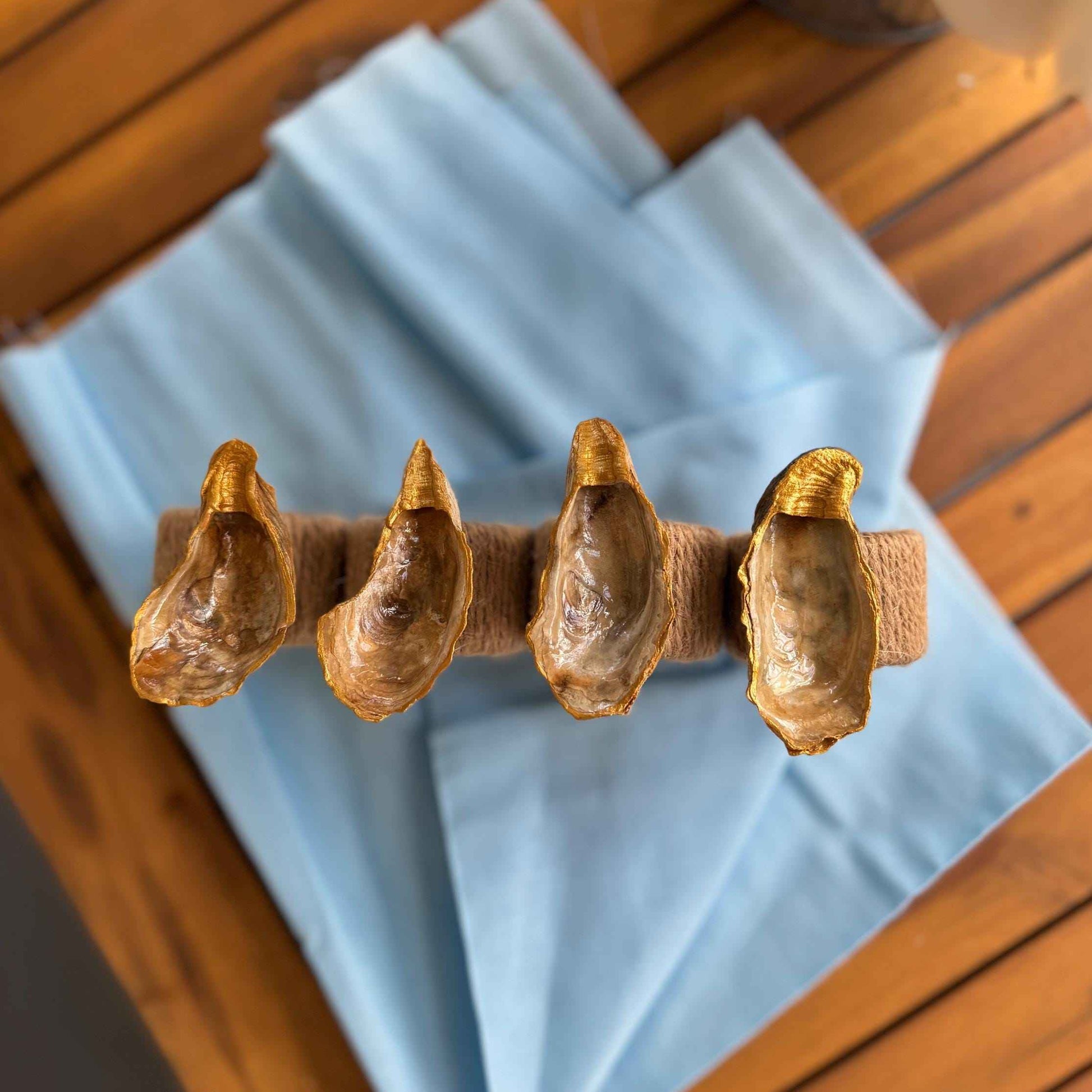 Oyster Shell Napkin Rings (Set of 4)