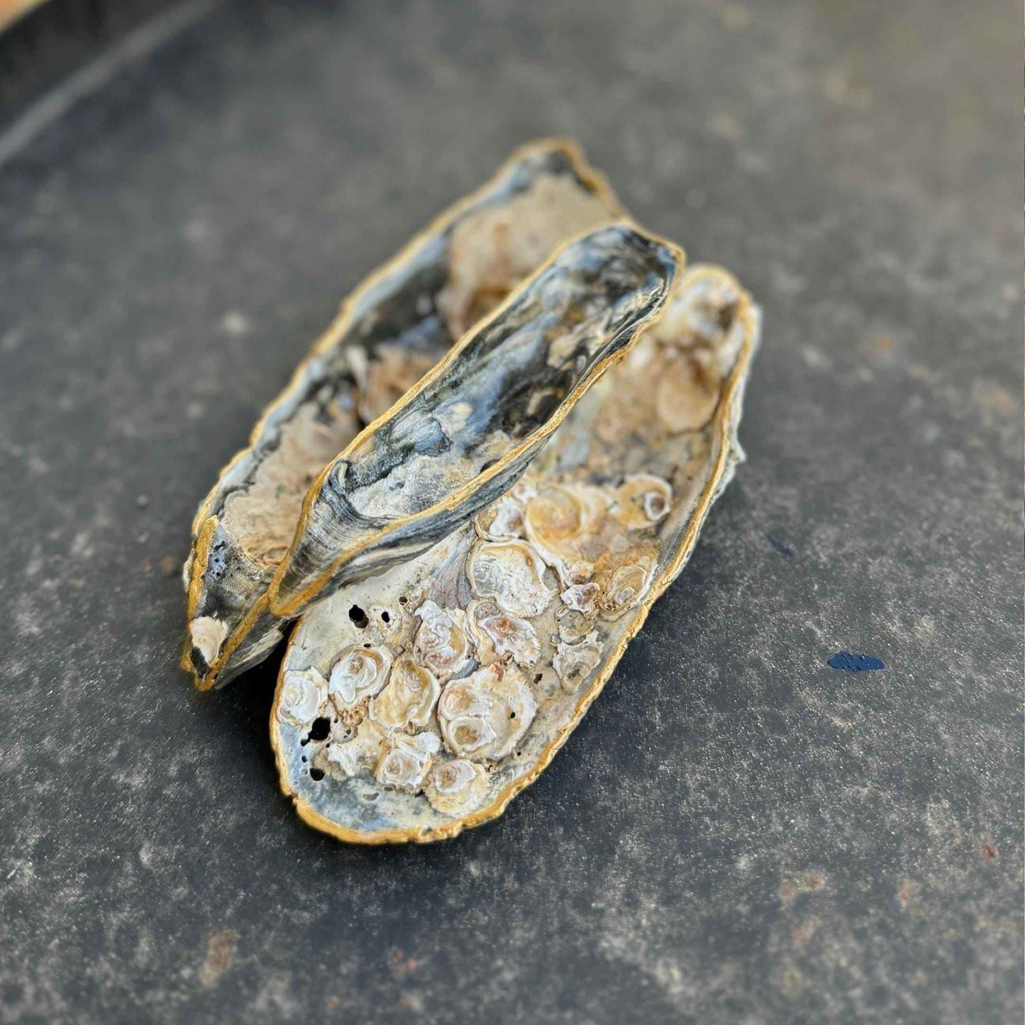 Oyster Shell Jewelry Dish: Gold