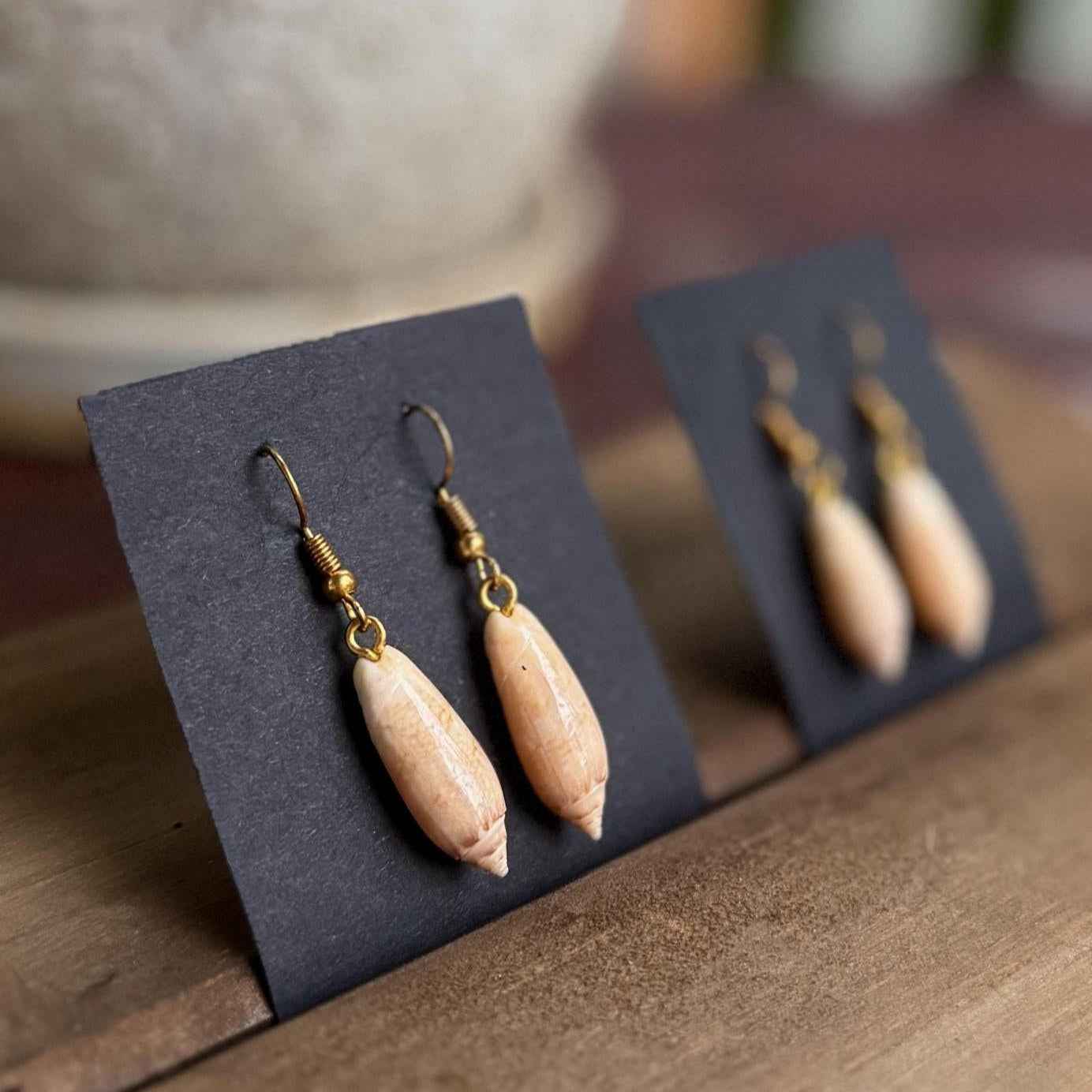 Lettered Olive Shell Earrings