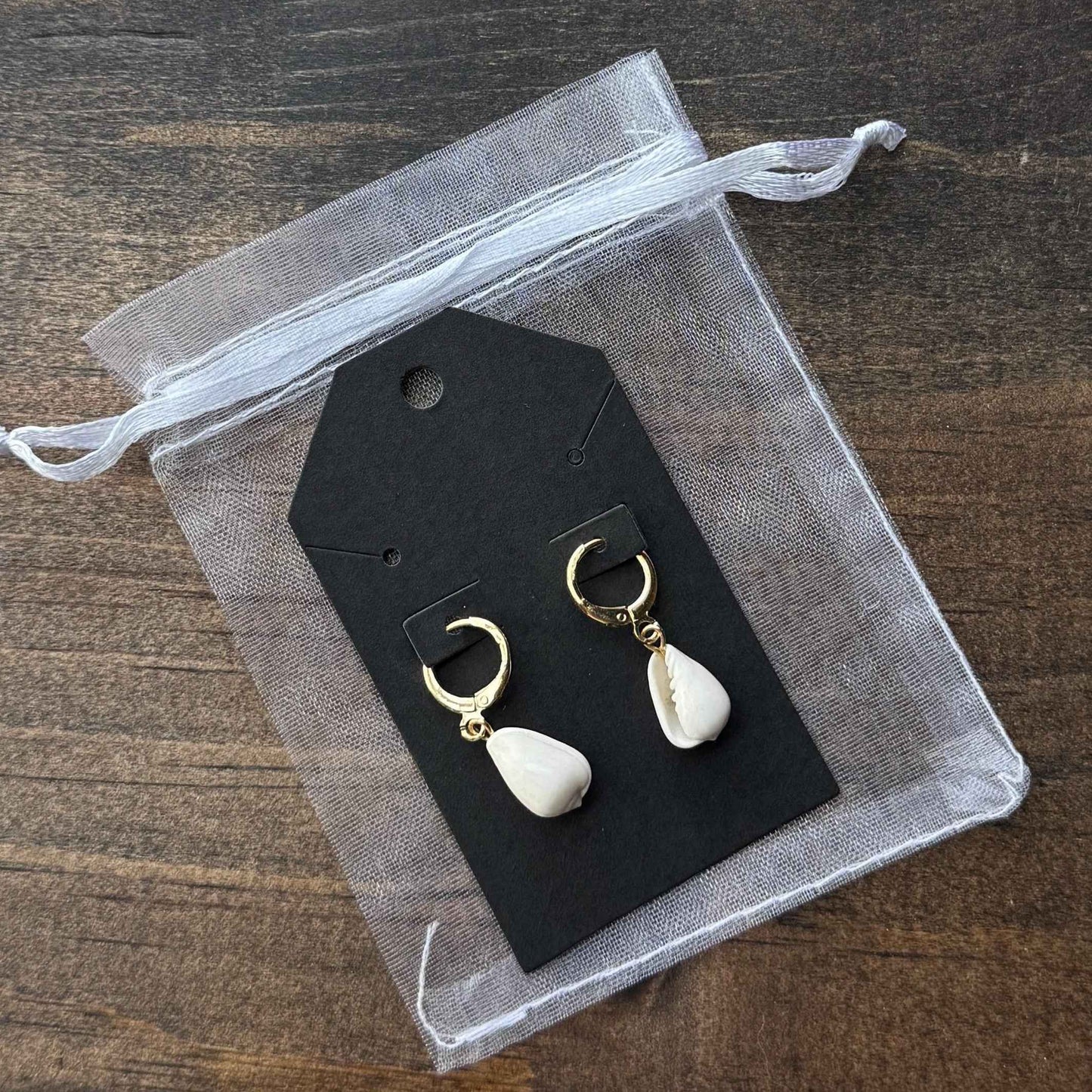 Waterproof Seashell Hoop Earrings: 18K Gold Plated
