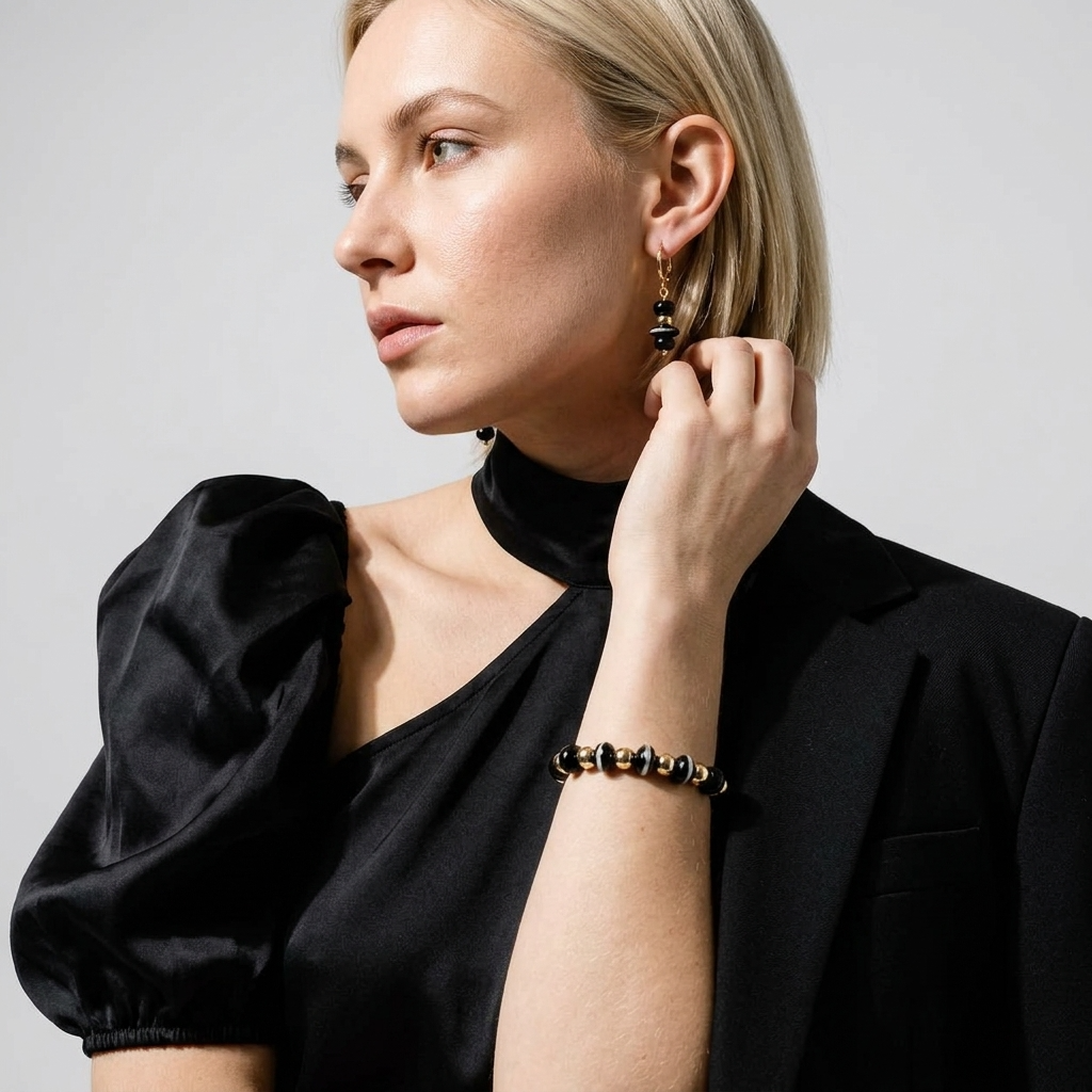Matching Bracelet and Earring Set ~ Midnight