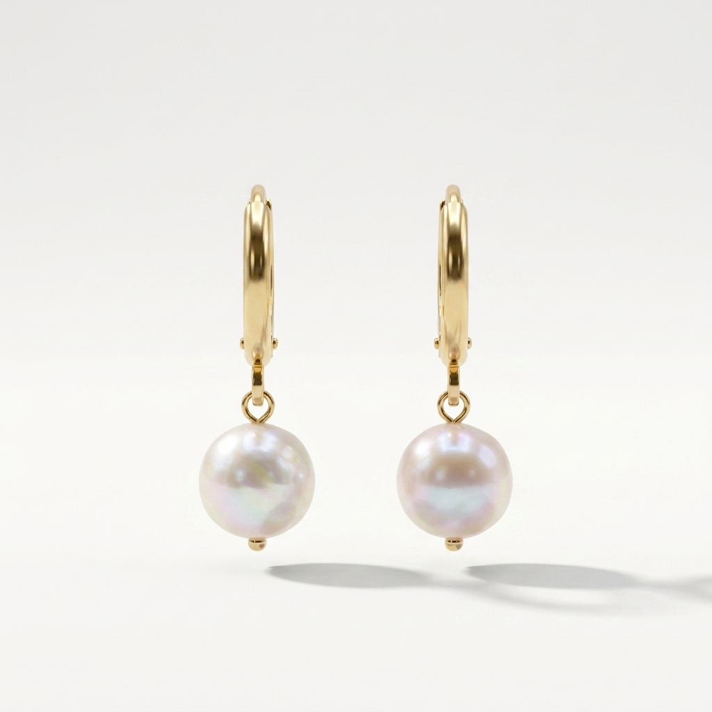 Rose Pearl Huggie Hoops