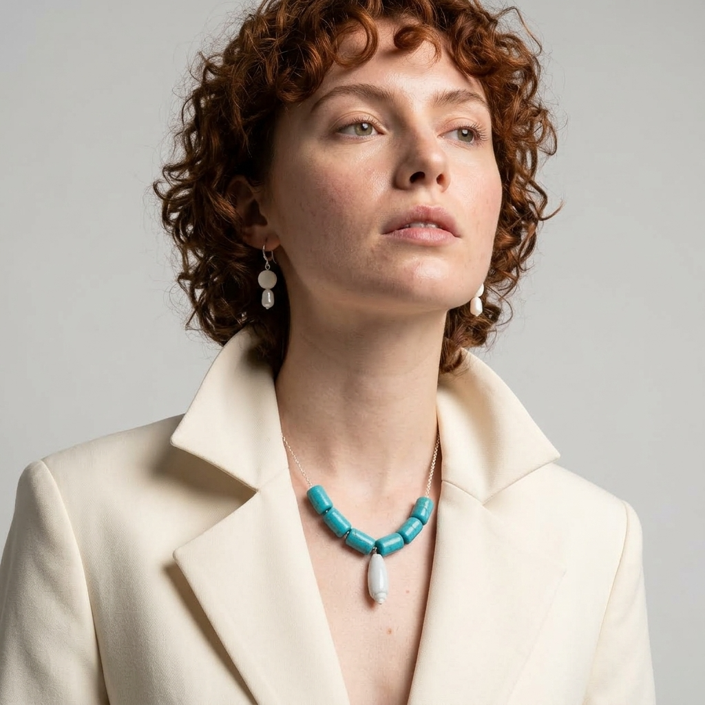 Matching Necklace & Earrings Set ~ Olive Pearl