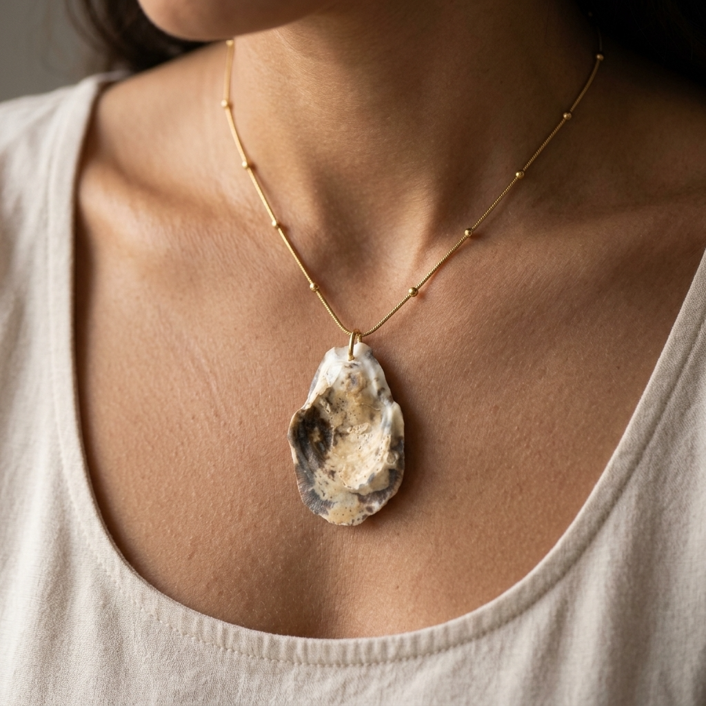 Oyster Shell Pendant Necklace ~ Quinn