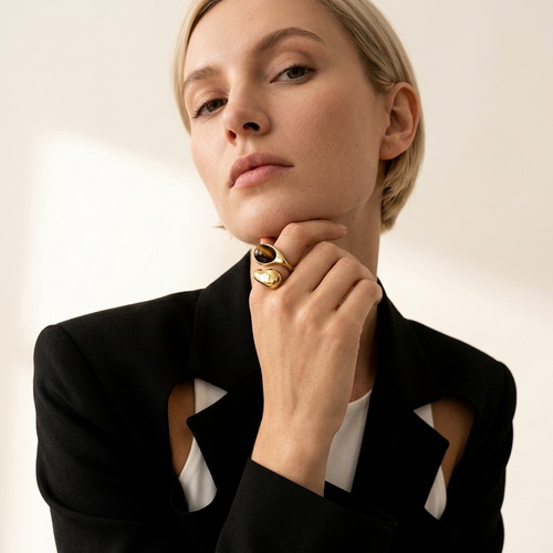 18K Gold Plated Tiger Eye Ring