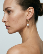 Rose Pearl Huggie Hoops