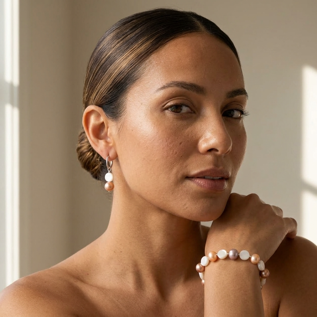 Matching Bracelet and Earring Set ~ Pearl