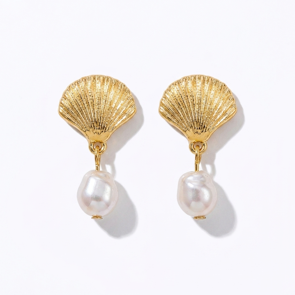 Shell & Pearl Stud Earrings