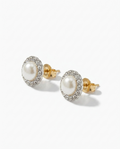 Diamond Pearl Stud Earrings