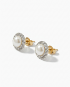 Diamond Pearl Stud Earrings